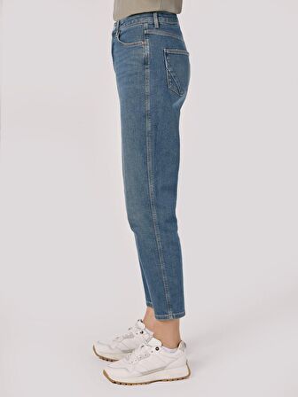 896 Maria Mom Fit Yüksek Bel Daralan Paça Mavi Kadın Jean Pantolon Cl1064389