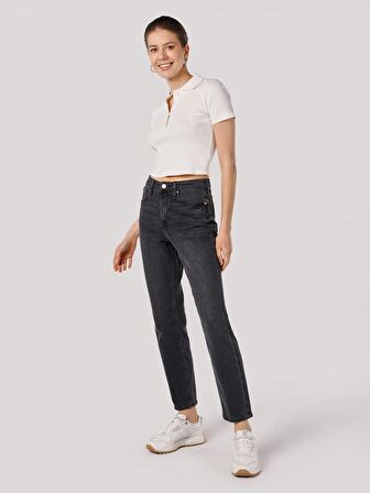 891 Maya Slim Fit Normal Bel Dar Paça Gri Kadın Jean Pantolon Cl1064398