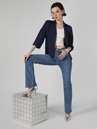 Flare Fit Yüksek Bel Mavi Kadın Jean Pantolon Cl1064451