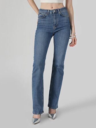 Flare Fit Yüksek Bel Mavi Kadın Jean Pantolon Cl1064451
