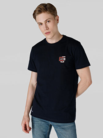 Regular Fit Bisiklet Yaka Baskılı Siyah Erkek Kısa Kol Tişört