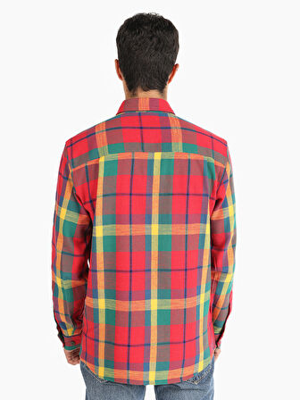 Regular Fit Ekoseli Çok Renkli Erkek Uzun Kol Gömlek