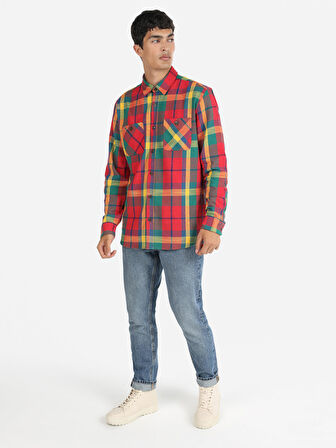 Regular Fit Ekoseli Çok Renkli Erkek Uzun Kol Gömlek