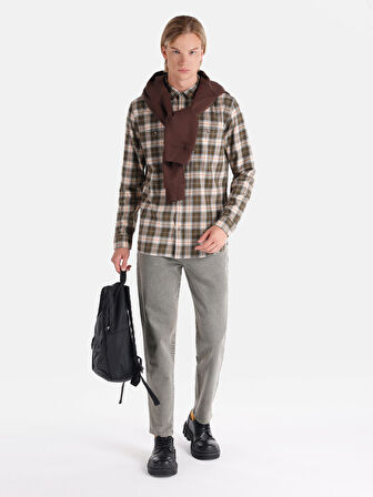 Regular Fit Orta Bel Düz Paça Yeşil Erkek Pantolon