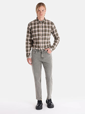 Regular Fit Orta Bel Düz Paça Yeşil Erkek Pantolon