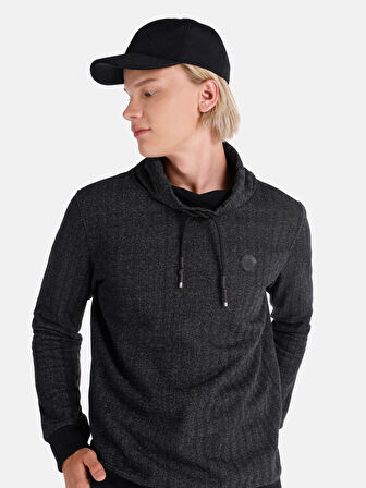 Regular Fit Baskılı Siyah Erkek Uzun Kol Tişört
