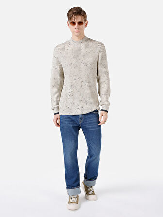 Regular Fit Balıkçı Yaka Taş Erkek Kazak