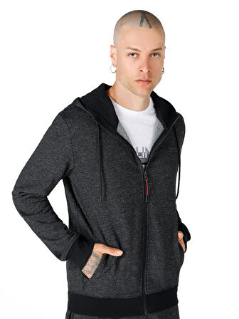 Slim Fit Kapüşonlu Antrasit Erkek Sweatshirt