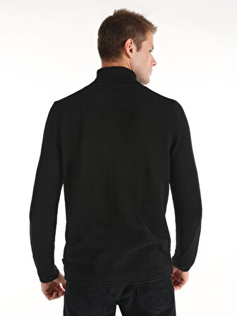 Regular Fit Turtle Neck Siyah Erkek Kazak