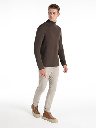 Regular Fit Turtle Neck Kahverengi Erkek Kazak