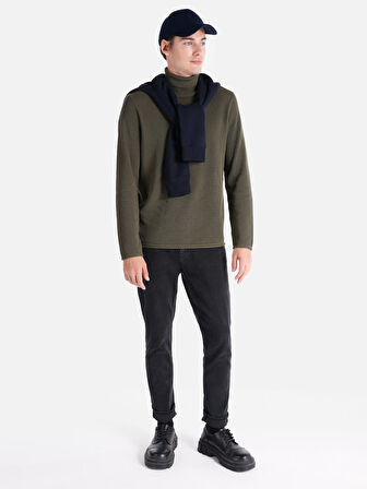 Regular Fit Turtle Neck Yeşil Erkek Kazak