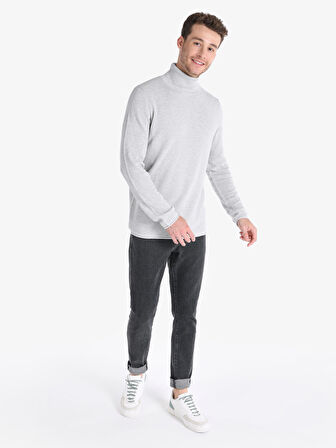 Regular Fit Turtle Neck Gri Erkek Kazak