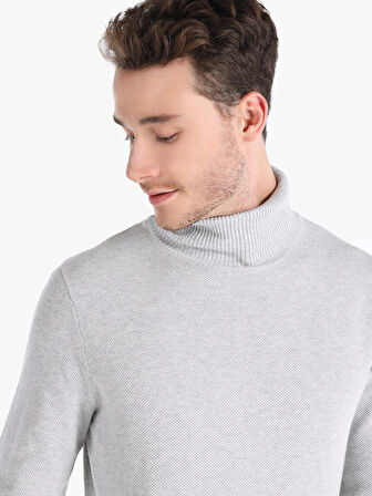 Regular Fit Turtle Neck Gri Erkek Kazak