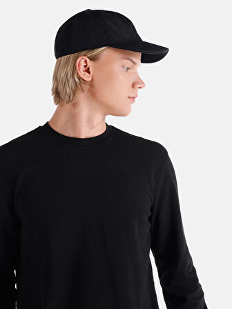 Regular Fit Bisiklet Yaka Siyah Erkek Uzun Kol Tişört