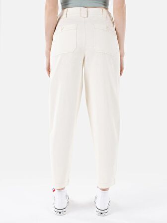 Baggy Fit Yüksek Bel Düz Paça Baggy Fit Ekru Kadın Pantolon Cl1065014