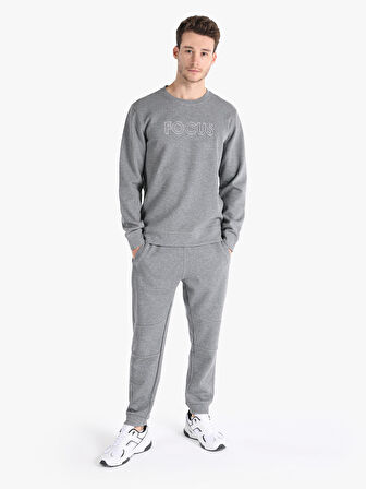 Regular Fit Yazı Baskılı Antrasit Erkek Sweatshirt