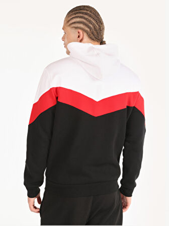 Regular Fit Baskılı Kapüşonlu Siyah Erkek Sweatshirt