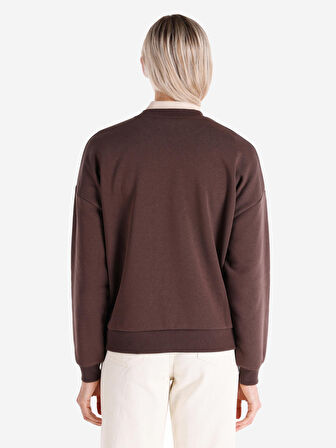 Regular Fit Baskılı Kahverengi Kadın Sweatshirt