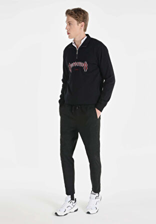 Slim Fit Orta Bel Düz Paça Erkek Siyah  Pantolon