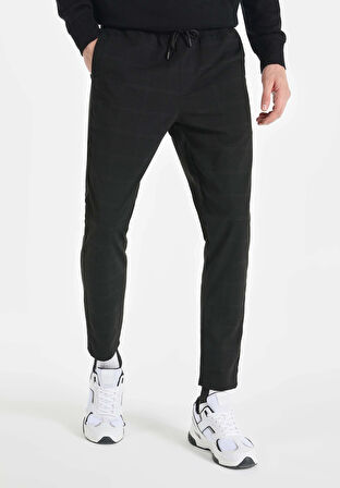 Slim Fit Orta Bel Düz Paça Erkek Siyah  Pantolon