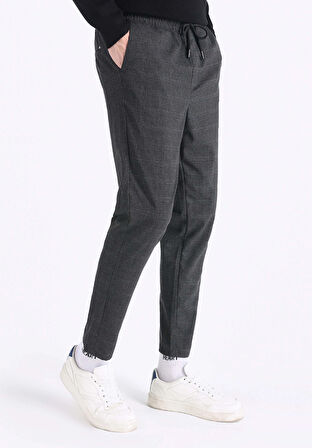 Slim Fit Orta Bel Düz Paça Erkek Antrasit  Pantolon