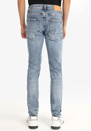 Straight Fit Düşük Bel Düz Paça Erkek Koyu İndigo Jean Pantolon