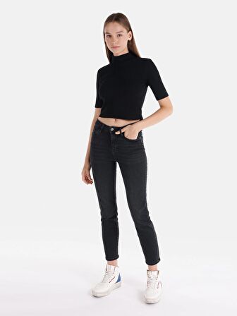 Slim Fit Normal Bel Düz Paça Jean Kadın Pantolon Cl1065293