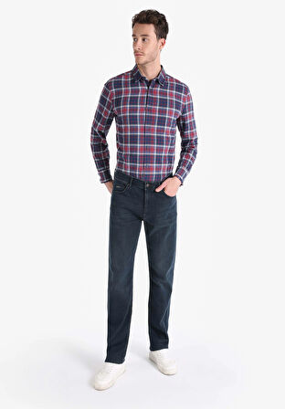 045 Davıd Regular Fit Orta Bel Düz Paça Erkek Koyu Mavi Jean Pantolon