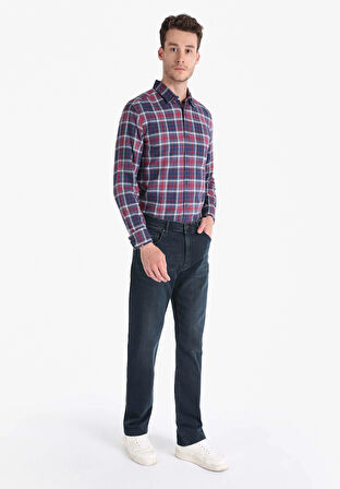 045 Davıd Regular Fit Orta Bel Düz Paça Erkek Koyu Mavi Jean Pantolon