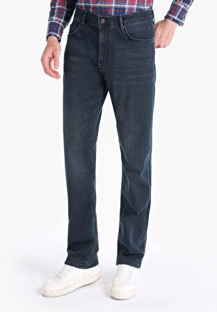 045 Davıd Regular Fit Orta Bel Düz Paça Erkek Koyu Mavi Jean Pantolon