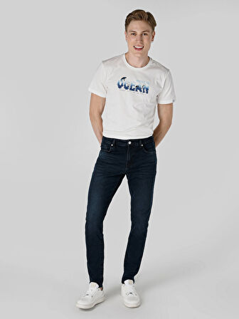 041 Danny Slim Fit Düşük Bel Dar Paça Koyu Mavi Erkek Jean Pantolon Cl1065538
