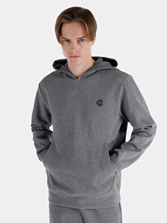 Regular Fit Kapüşonlu Antrasit Erkek Sweatshirt