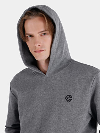 Regular Fit Kapüşonlu Antrasit Erkek Sweatshirt
