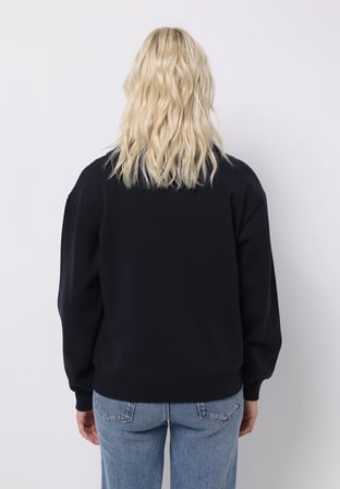 Regular Fit Fermuarlı Nakışlı Kadın Lacivert Sweatshirt