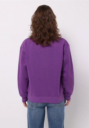 Regular Fit Fermuarlı Nakışlı Kadın Mor Sweatshirt