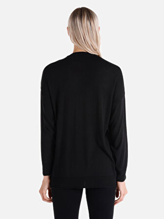 Regular Fit Bisiklet Yaka Basic Siyah Kadın Kazak