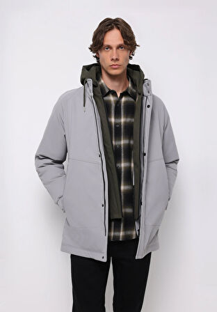 Regular Fit     Erkek Gri Kaban