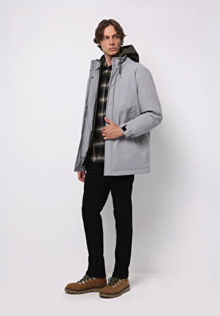 Regular Fit     Erkek Gri Kaban