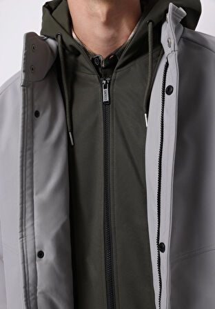 Regular Fit     Erkek Gri Kaban