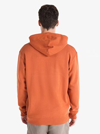 Regular Fit Kapüşonlu Turuncu Erkek Sweatshirt