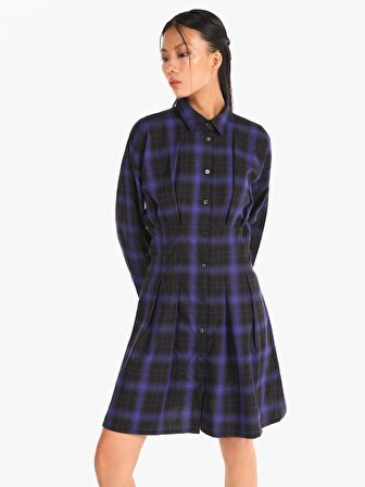 Normal Kesim Shirt Yaka Siyah Kadın Elbise Cl1065832
