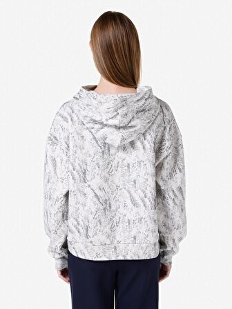 Normal Kesim Kapüşonlu Baskılı Gri Kadın Sweatshirt Cl1065957