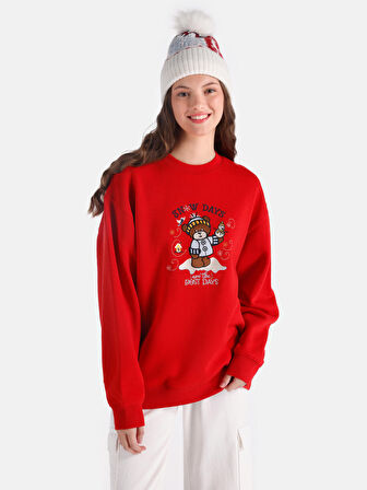 Kırmızı Kadın Sweatshirt