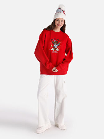 Kırmızı Kadın Sweatshirt