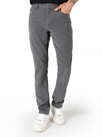 Rahat Kesim Orta Bel Düz Paça Gri Erkek Pantolon