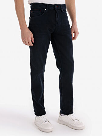 044 Karl Düz Fit Düşük Bel Düz Paça Koyu Mavi Erkek Pantolon Cl1066338