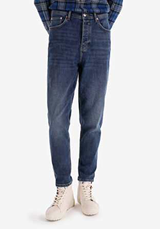 Loose Tapered Fit   Erkek İndigo Jean Pantolon