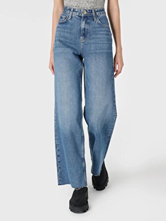 970 Berry Regular Fit Yüksek Bel Geniş Paça Mavi Kadın Jean Pantolon Cl1066403