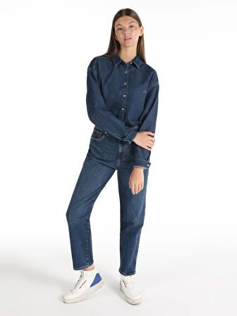 884 Lauren Regular Fit Yüksek Bel Düz Paça Mavi Kadın Pantolon Cl1066405