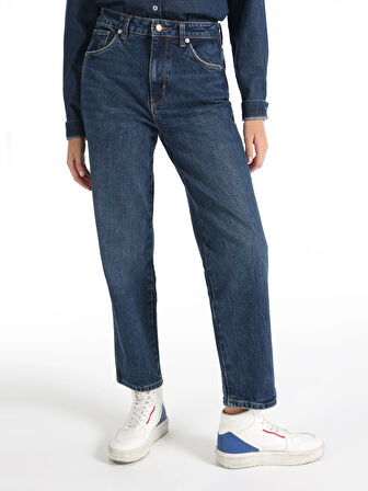 884 Lauren Regular Fit Yüksek Bel Düz Paça Mavi Kadın Pantolon Cl1066405